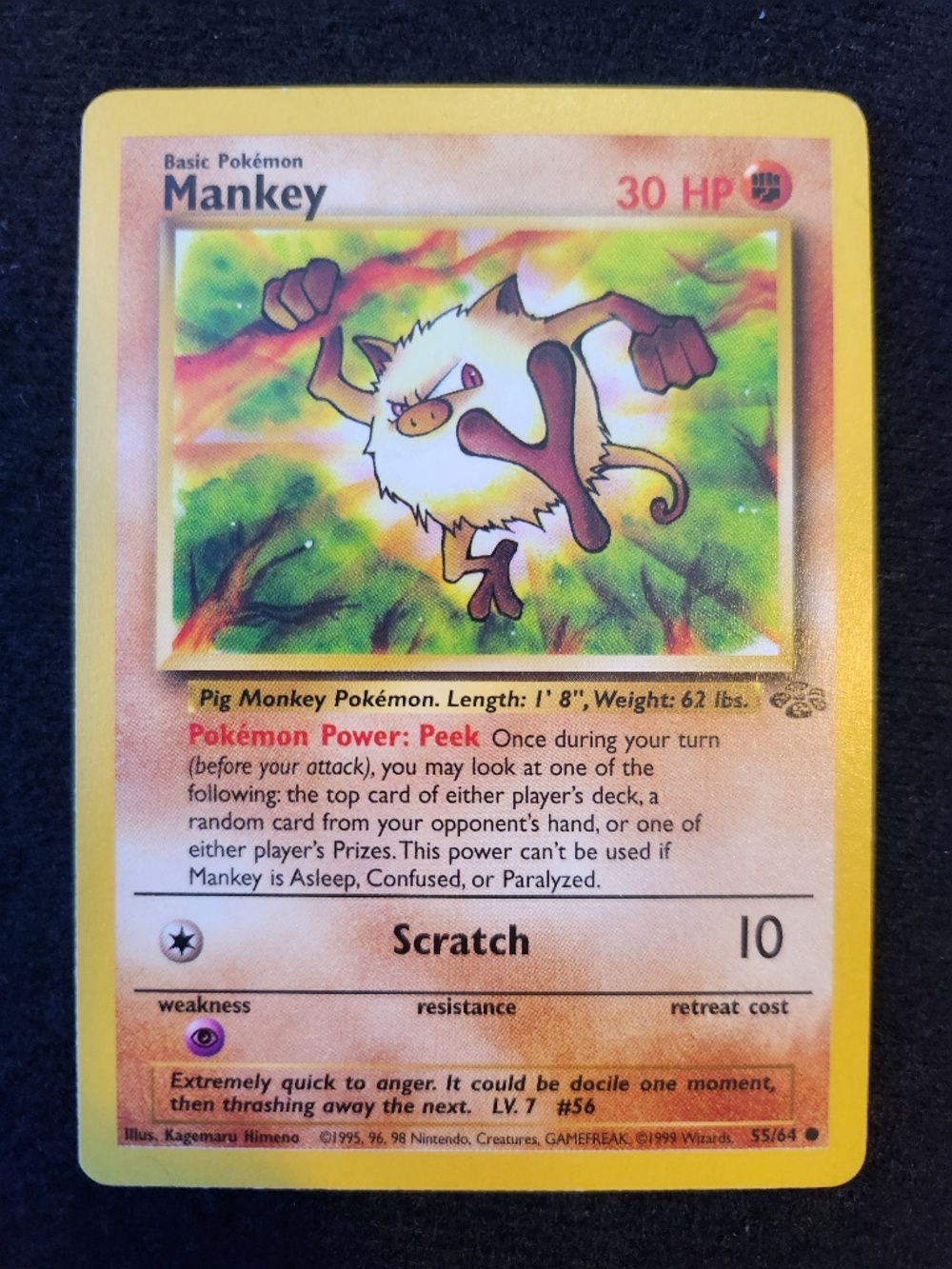Mankey (55/64) - Original Pokémon Trading Card Game - Jungle (1999)